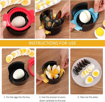 3-in-1 Egg Slicer Tool with Egg Piercer, Stainless Steel Wire Cutter & Slicer, Egg Cutter & Dicer