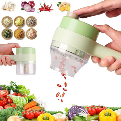 4-in-1 Multi-Functional Portable Vegetable Cutter, Wireless Food Processor & Chopper Machine