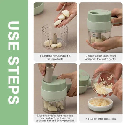 4-in-1 Multi-Functional Portable Vegetable Cutter, Wireless Food Processor & Chopper Machine