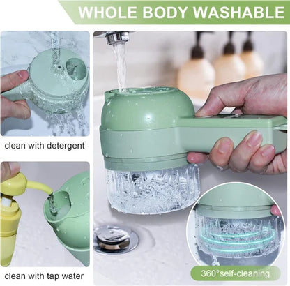 4-in-1 Multi-Functional Portable Vegetable Cutter, Wireless Food Processor & Chopper Machine