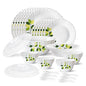 Larah by Borosil 35 Pieces Green Leaves Opalware Dinner Set for Family of 6