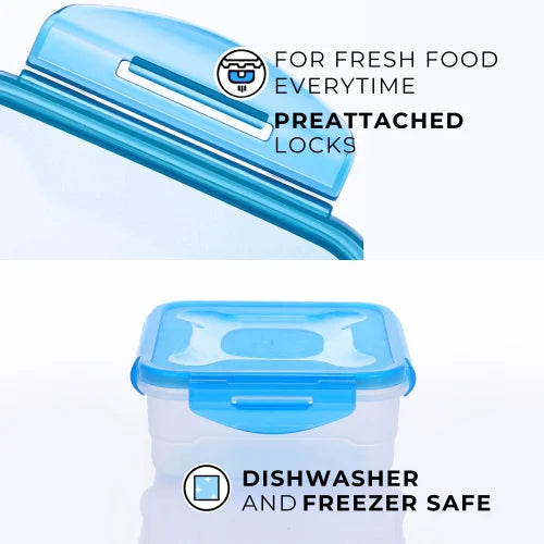 Plastic Air Tight Containers | Lick & Lock Storage Containers for Snacks Food Storage Boxes, Microwave Safe, Freezer Safe, BPA Free - 800ml,