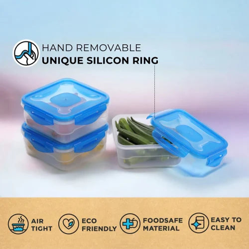 Plastic Air Tight Containers | Lick & Lock Storage Containers for Snacks Food Storage Boxes, Microwave Safe, Freezer Safe, BPA Free - 800ml,